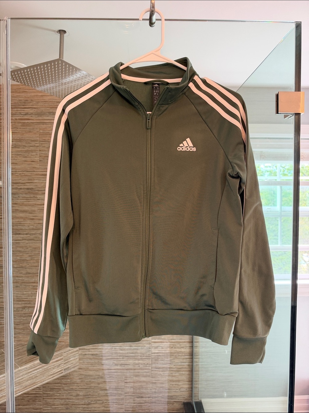 adidas Olive Track Jacket with White Stripes